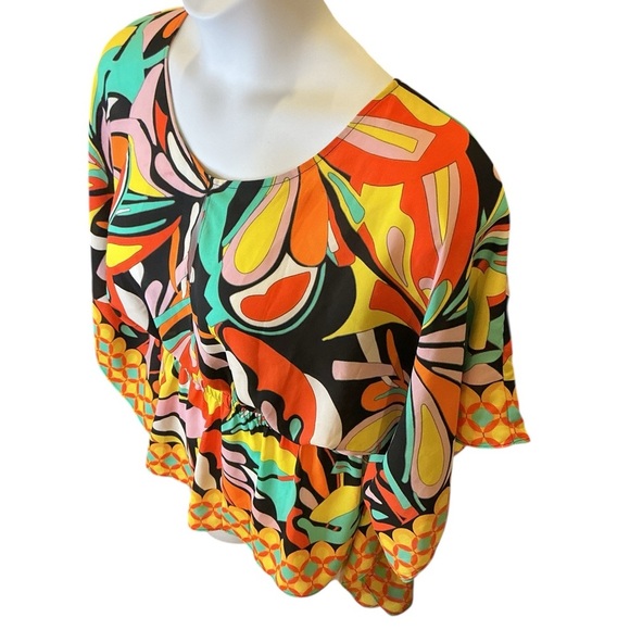 BOLD elements Multicolor Abstract Women's Blouse Boho Kimono style size M - Picture 3 of 10